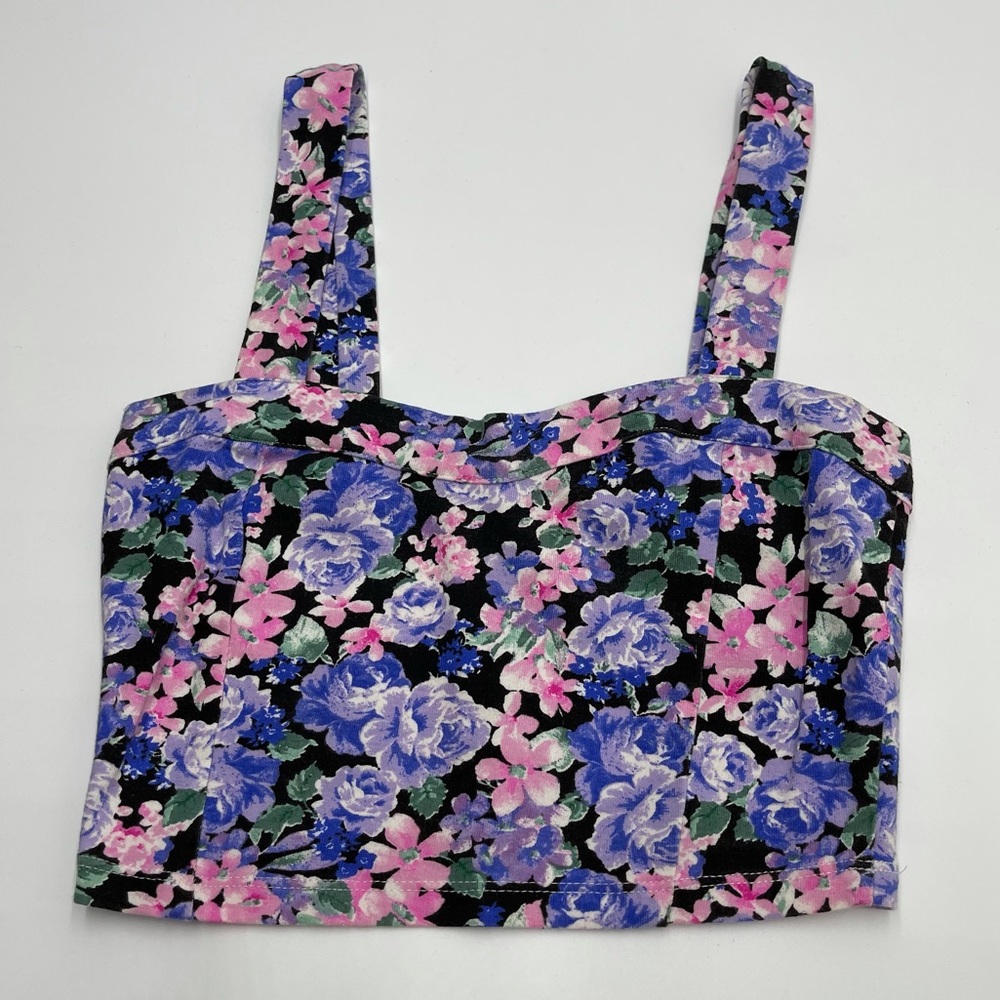 Forever 21 Purple Floral Crop Top Small - Picture 2 of 12